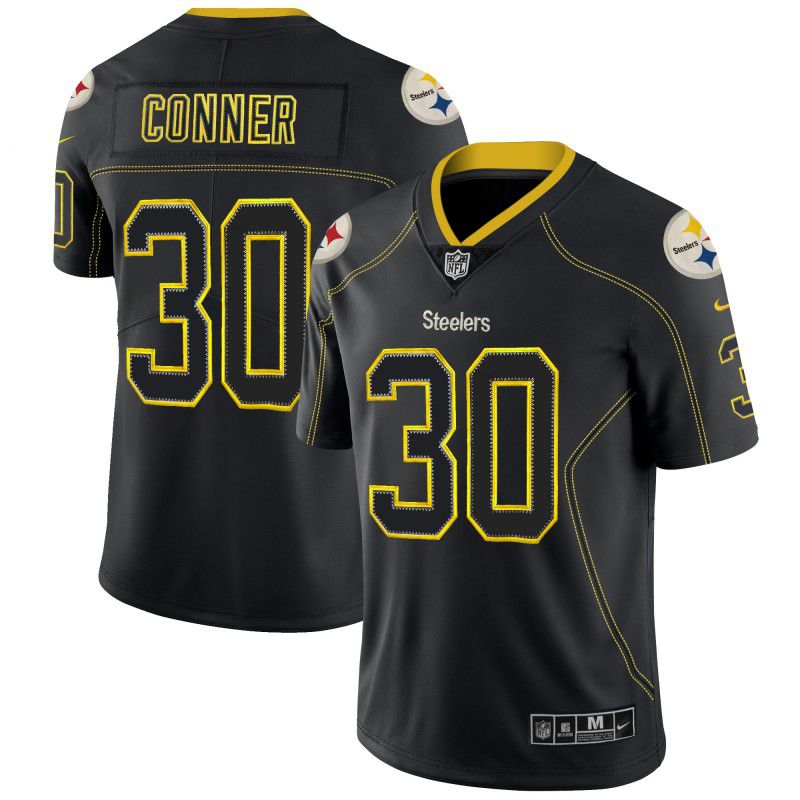 Men Pittsburgh Steelers #30 Conner Black Nike Lights Out Black Color Rush Limited NFL Jersey